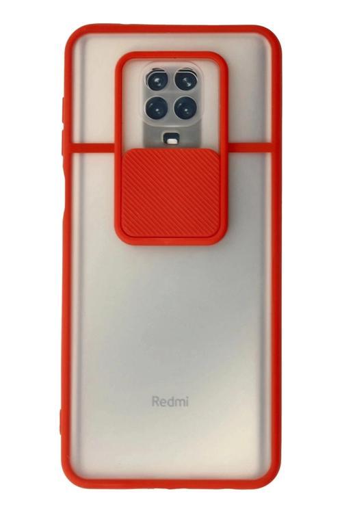 Xiaomi Redmi Note 9 Pro Kılıf Palm Buzlu Kamera Sürgülü Silikon - Kırmızı-(5796)