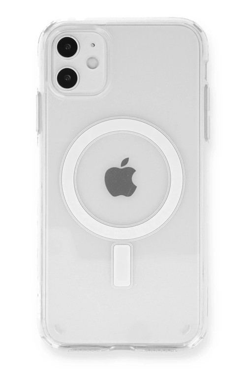 iPhone 11 Kılıf Magneticsafe Şeffaf Silikon - Şeffaf-(5796)