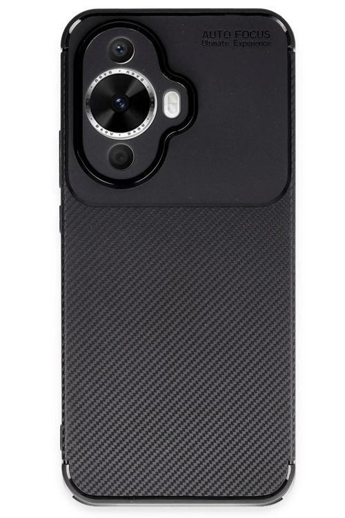 Huawei Nova 12S Kılıf Auto Focus Karbon Kapak - Siyah-(5796)