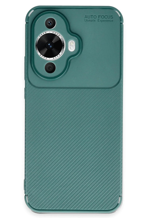 Huawei Nova 12S Kılıf Auto Focus Karbon Kapak - Koyu Yeşil-(5796)