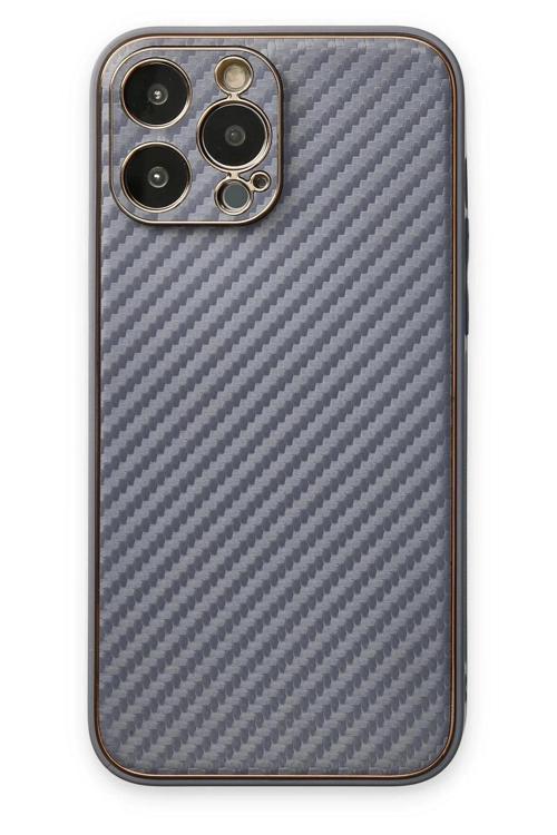 iPhone 13 Pro Kılıf Coco Karbon Silikon - Gri-(5796)