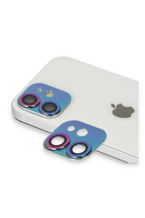 iPhone 11 Pers Alüminyum Kamera Lens - Rainbow-(5796)