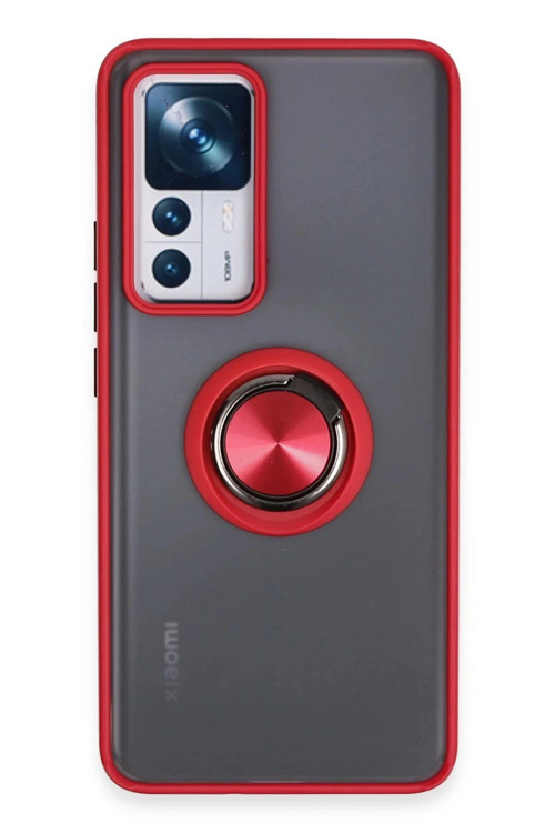 Xiaomi Mi 12T Pro Kılıf Montreal Yüzüklü Silikon Kapak - Kırmızı-(5796)