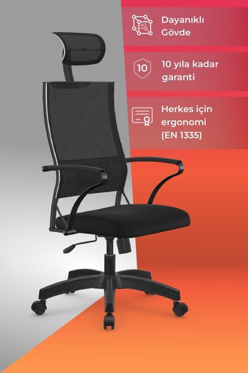 Ergolife Sit Air-180 Ofis Koltuğu | Yükseklik Ayarlı, Fileli, Boyun Destekli, Bilgisayar Sandalyesi -574.61.40.222