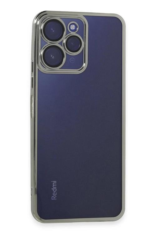 Xiaomi Redmi 12 Kılıf Lensli Silikon - Gümüş-(5796)