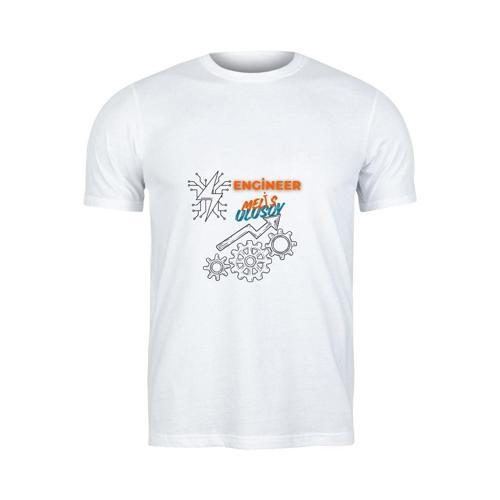 Kişiye Özel Mühendis Tişört - "Engineer [İSİM SOYİSİM]" Tasarımlı Beyaz Unisex Tişört