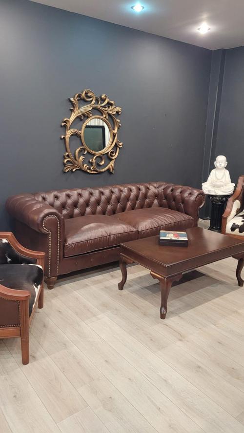 İTALYAN HAKİKİ DERİ TEXAS CHESTERİELD TAKIMI 3+1+1