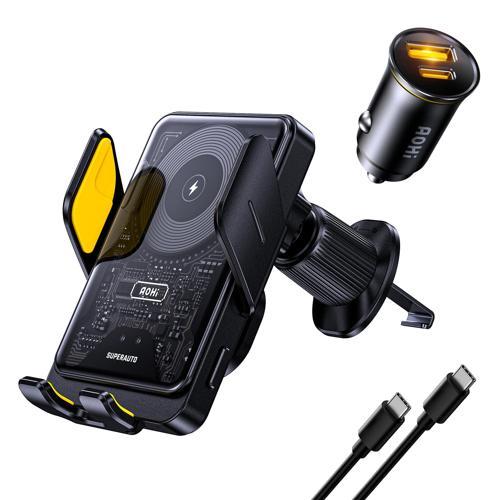 Superauto 65W Araç İçi Şarjı, 15W Şarj Aleti Handsfree Telefon Tutucu
