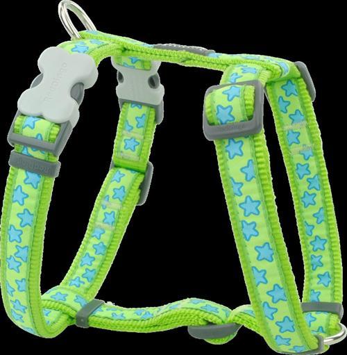 Reddingo Lime Üzerine Turkuaz Yıldızlı Köpek Göğüs Tasması M /20mm