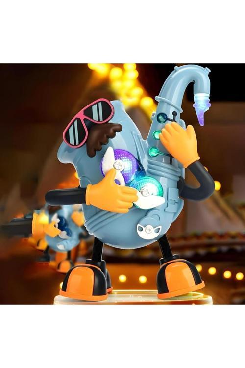 Oyuncak Robot Dans Eden Sesli Işıklı Robot Saksafon Çalan Sevimli Robot Müzikli Robot Mr. Rock