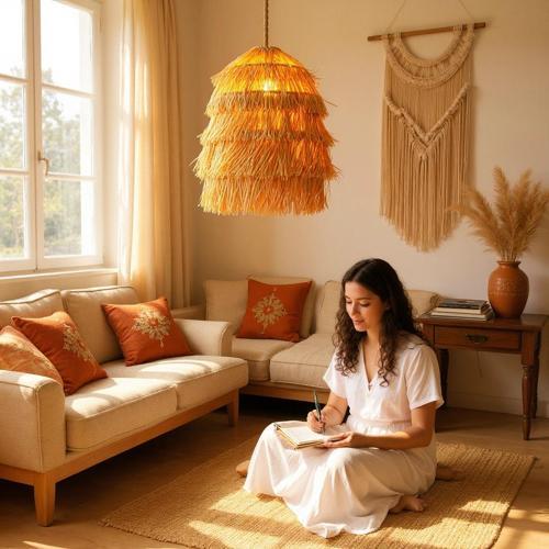 Rafya Spiral Bağlama Avize