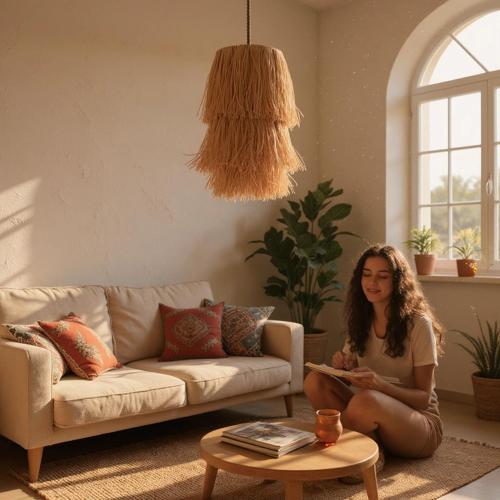 Rafya Uzun Saçaklı Avize