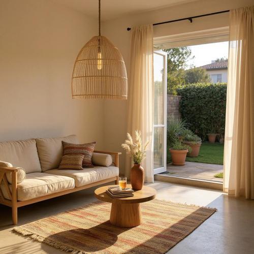 Rattan Thalia Düz Avize