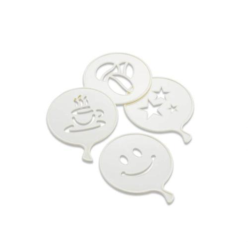 4 Pcs Süsleme Şablonu Plastik Kahve Fincan - Yıldız - Gülen Yüz - Palyaço
