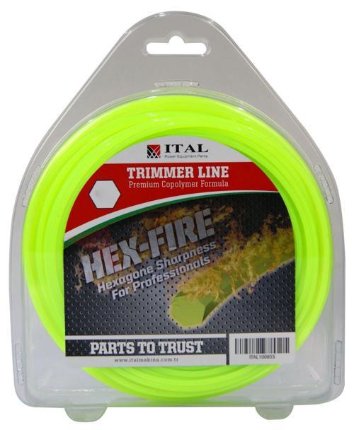 İtal Tırpan Misinası Hex-Fire 3.5mm 38 Mt Altı Köşe Yeşil