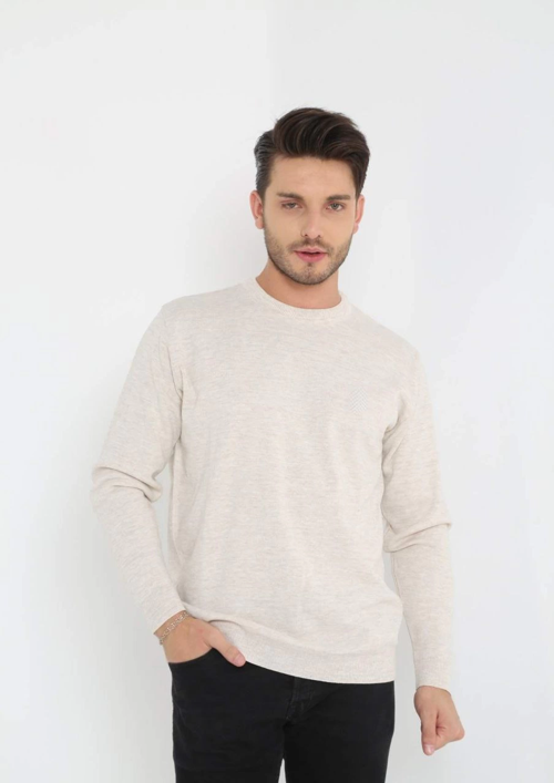 VF-Uzun Kol Biskilet Yaka Dokuma Triko - Bej -