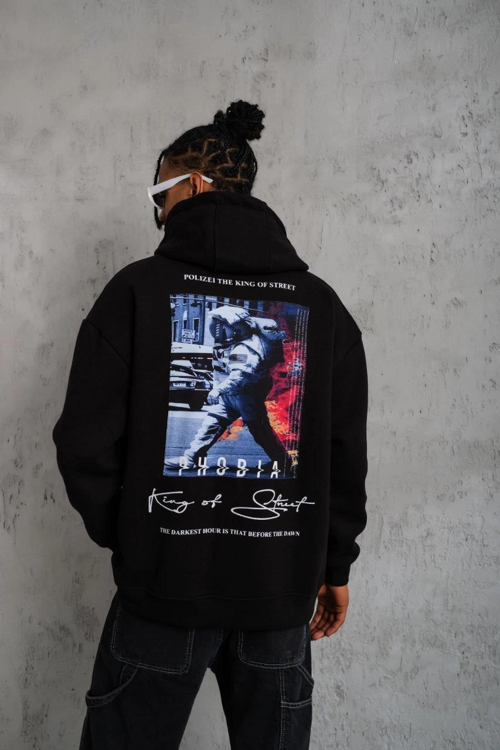 VF-Astronot Baskılı Kapüşonlu Sweat - Siyah -