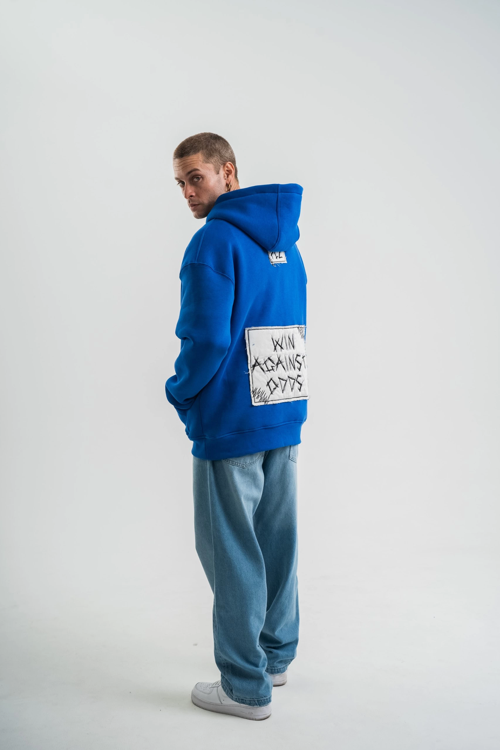 VF-Kapşonlu Uzun Kol Patchli Nakışlı SweatShirt - Mavi -