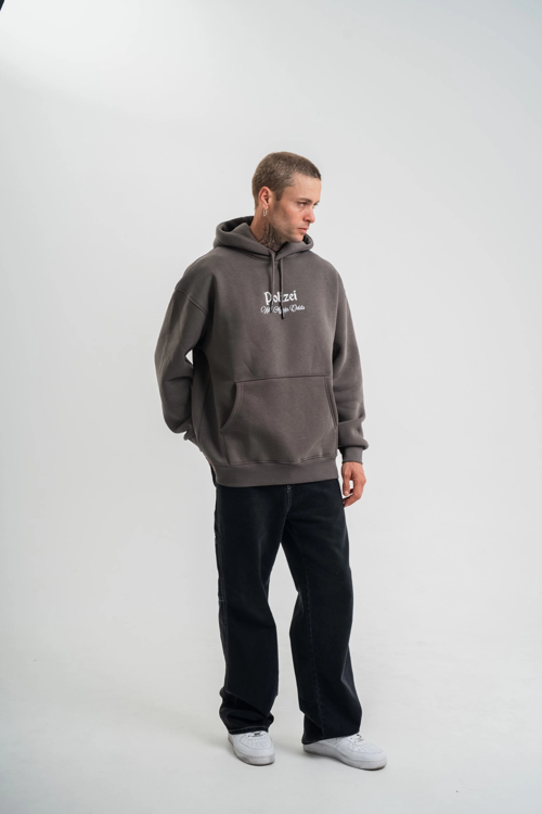 VF-Üç İplik Kapşonlu Dijital Patchli SweatShirt - Füme -