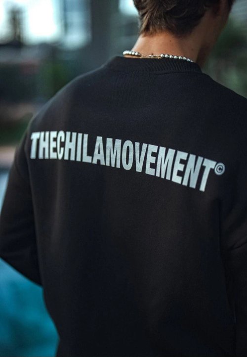 VF-Kışlık Bisiklet Yaka Oversize Baskılı SweatShirt - Siyah -