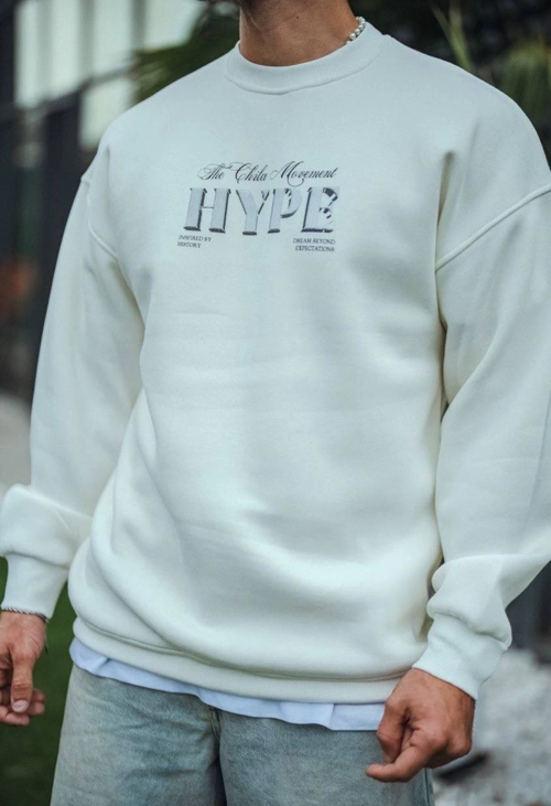 VF-Üç İplik Bisiklet Yaka Baskılı SweatShirt - Beyaz -