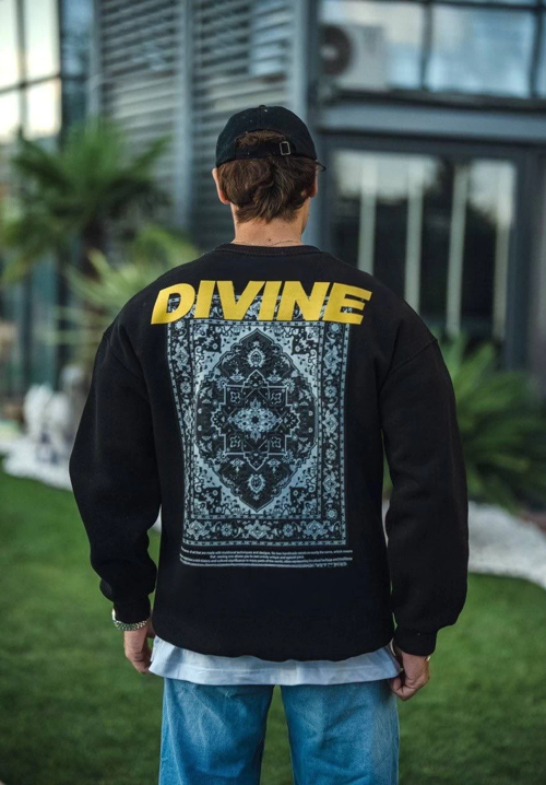 VF-Kışlık Bisiklet Yaka Baskılı SweatShirt - Siyah -