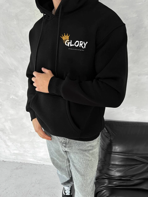VF-Kışlık Üç İplik Kapüşonlu SweatShirt - Siyah -