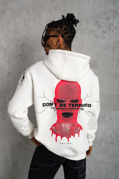 VF-OversizeKapüşonlu Sweatshirt – “Don’t Be Terrified”  Beyaz -