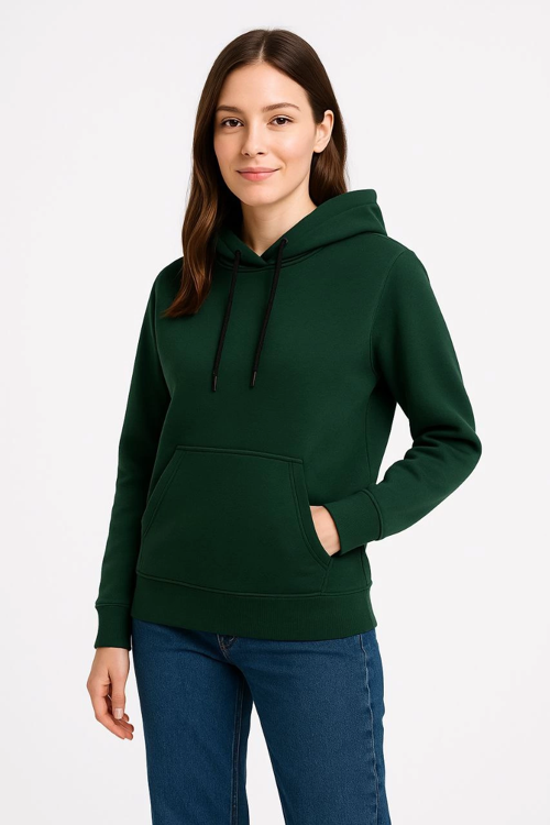 VF-Üç İplik Kapüşonlu Kanguru Cepli Sweatshirt hoodie - Haki -