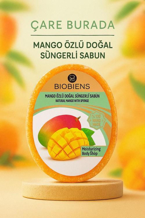 Biobiens - Mango Özlü Doğal Süngerli Sabun 135 Gr