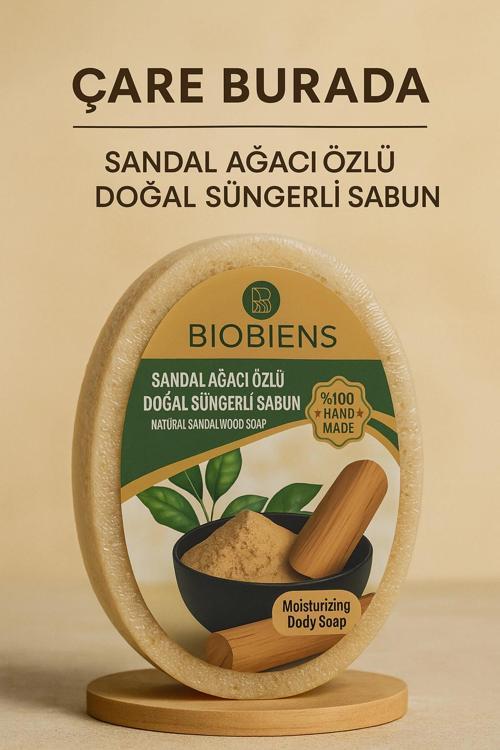 Biobiens - Sandal Ağacı Özlü Doğal Süngerli Sabun 135 gr