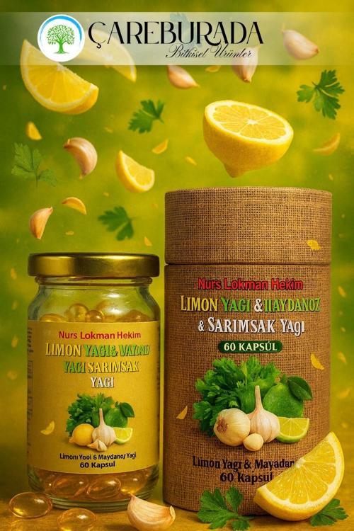 Nurs Lokman Hekim Limon+Maydanoz+Sarımsak Yağı 60 Kapsül