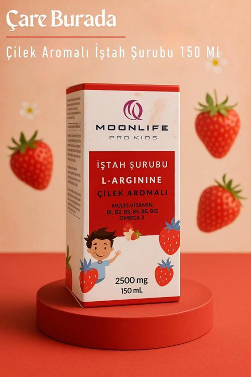 Moonlife - Çilek Aromalı İştah Şurubu 2500 mg (L-Arginine & Omega 3 & Multivitamin)