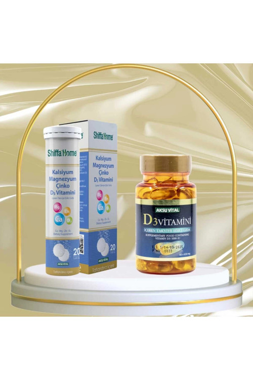 D3 Vitamini 60 Soft Jel Kapsül + Kalsiyum Magnezyum Çinko D3 20 Eferesan Tablet