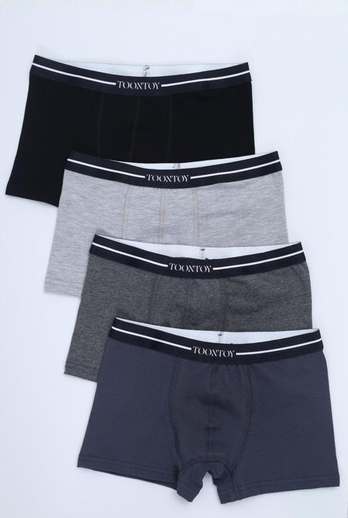 Toontoy Erkek Çocuk Kemeri Yazı Baskılı Beli Lastikli 4lü Paket Boxer