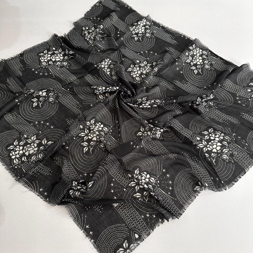 Yazlık Çekme Koton Eşarp Siyah Beyaz PFC0108