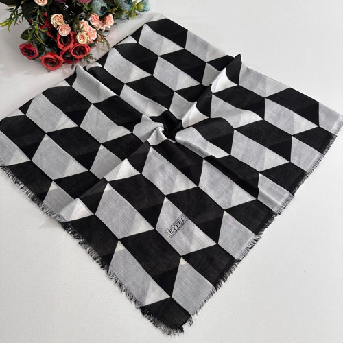 Yazlık Çekme Koton Eşarp Siyah Beyaz PFC0104