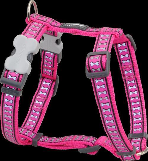 Reddingo Reflektörlü Kemik Desenli Pembe Göğüs Tasması S /15mm