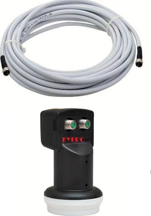 20 Metre Uydu Kablosu Ikili Çıkış Çanak Uydu 4K Full Hd 3D Lnb F Konnektör 2 Li Twin Lnb Lnb