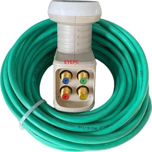 50 Metre 50 M Hazır Yapılı Uydu Çanak Anten Kablosu Hd Yayın Destekli+4 Lü Lnb Birlikte
