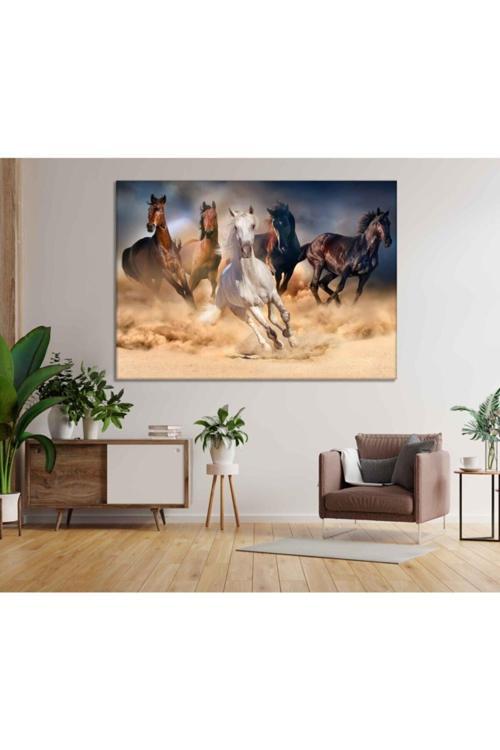 At Resimli Ev, Oturma Odası, Yatak Odası Dekorasyonu Kanvas Tablo