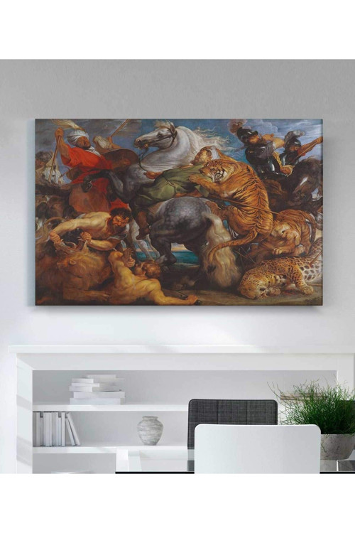 Peter Paul Rubens Aslan Kaplan Ve Leopar Avı Kanvas Tablo
