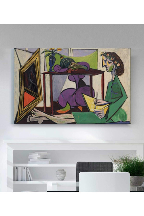 Pablo Picasso Desen Çizen Kız Kanvas Tablo