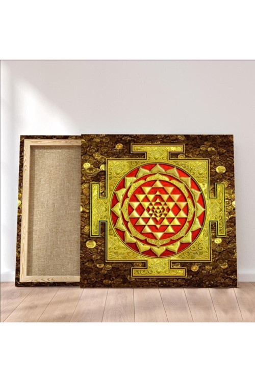 Sri Yantra Yaşam Çiçeği Temalı Kanvas Tablo Bolluk Bereket Şans Doğurganlık