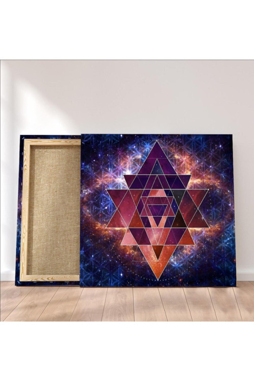 Sri Yantra Yaşam Çiçeği Temalı Kanvas Tablo Bolluk Bereket Şans Doğurganlık