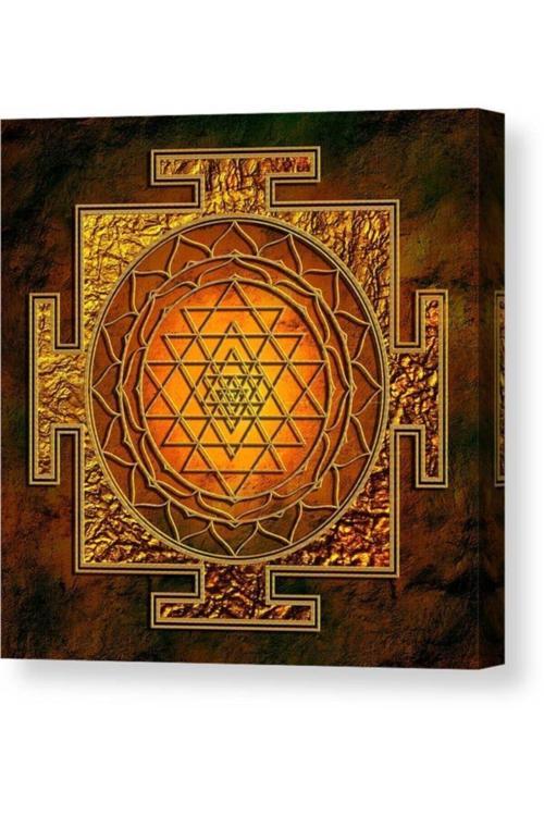 Sri Yantra Yaşam Çiçeği Temalı Kanvas Tablo Bolluk Bereket Şans Doğurganlık