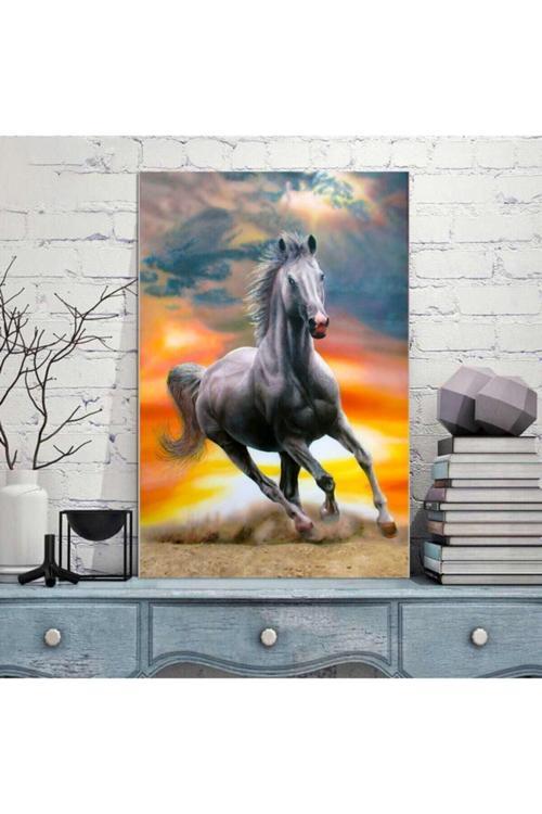 At Resimli Ev, Oturma Odası, Yatak Odası Dekorasyonu Kanvas Tablo