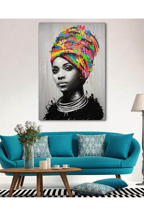Zenci Kadın Duvar Dekorasyon Kanvas Tablo
