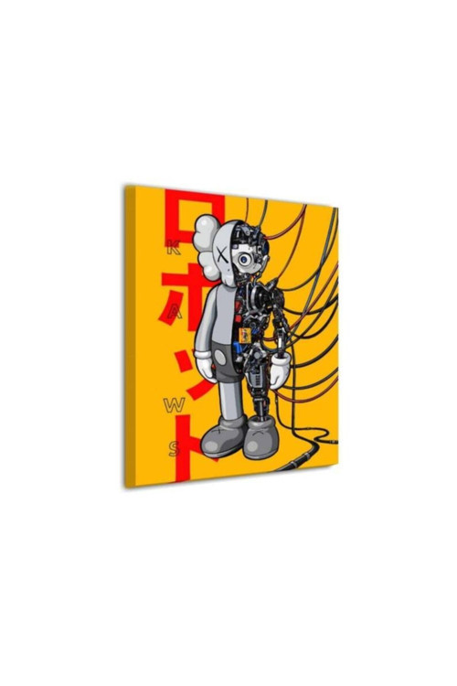 Kaws Robotik Duvar Dekorasyon HD Dijital Baskı Dikey Kanvas Tablo İşyeri Cafe Dekoru