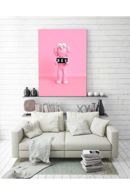 Kaws Pink Kanvas Tablo